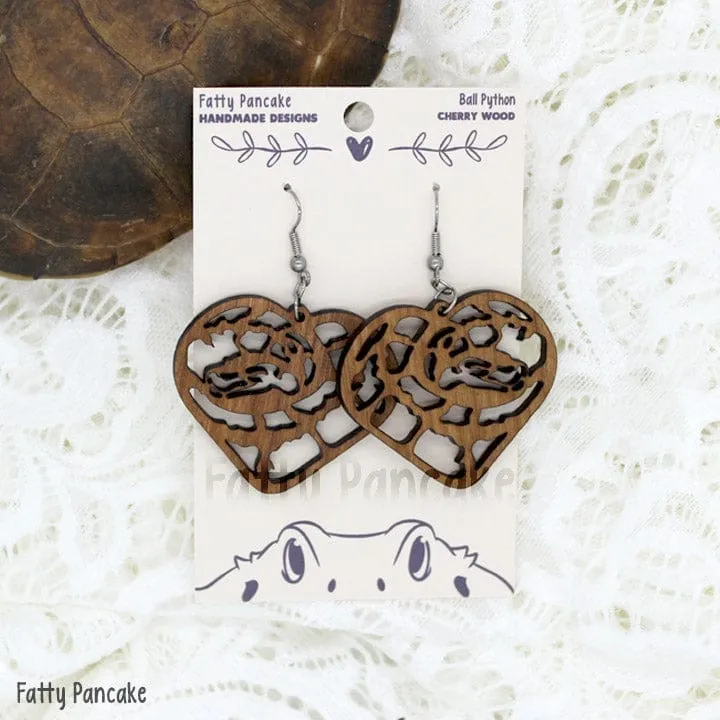 Heart Shaped Ball Python Dangle Earrings