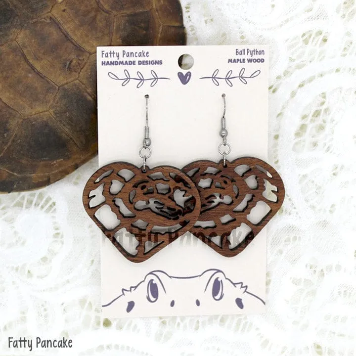 Heart Shaped Ball Python Dangle Earrings