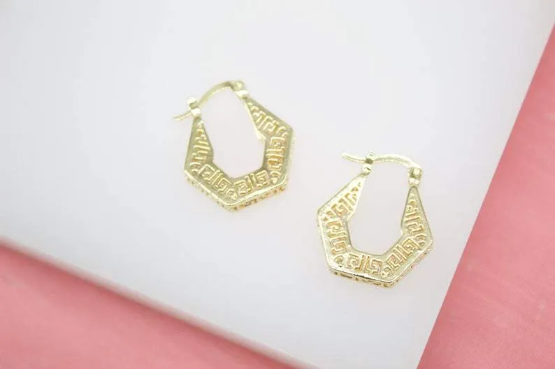 Hexagon Shaped Greek Earrings