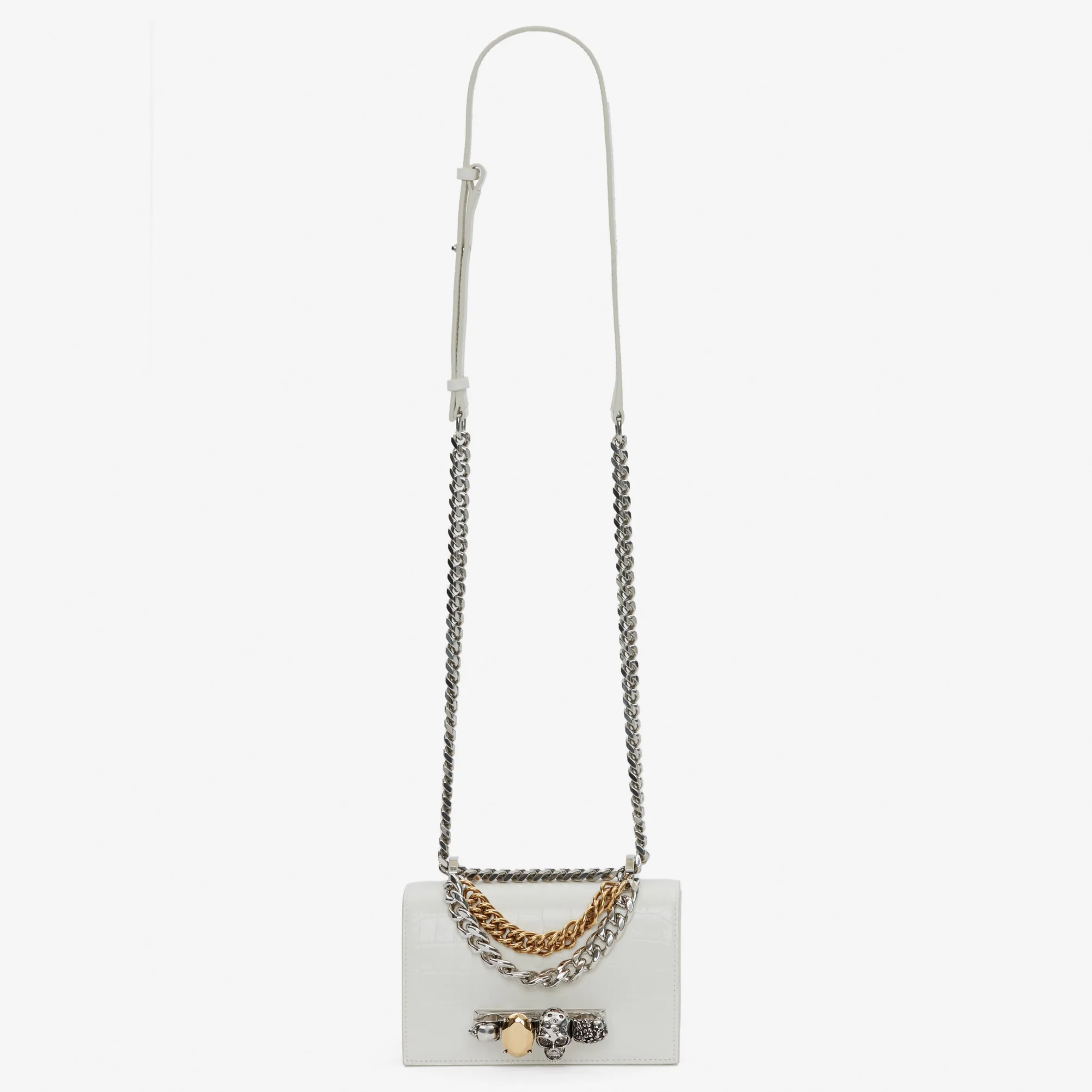 Jewelled Knuckle Satchel Mini, Ivory