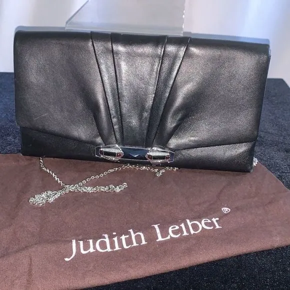 JudithLeiberblack clutch with art decoration clasp