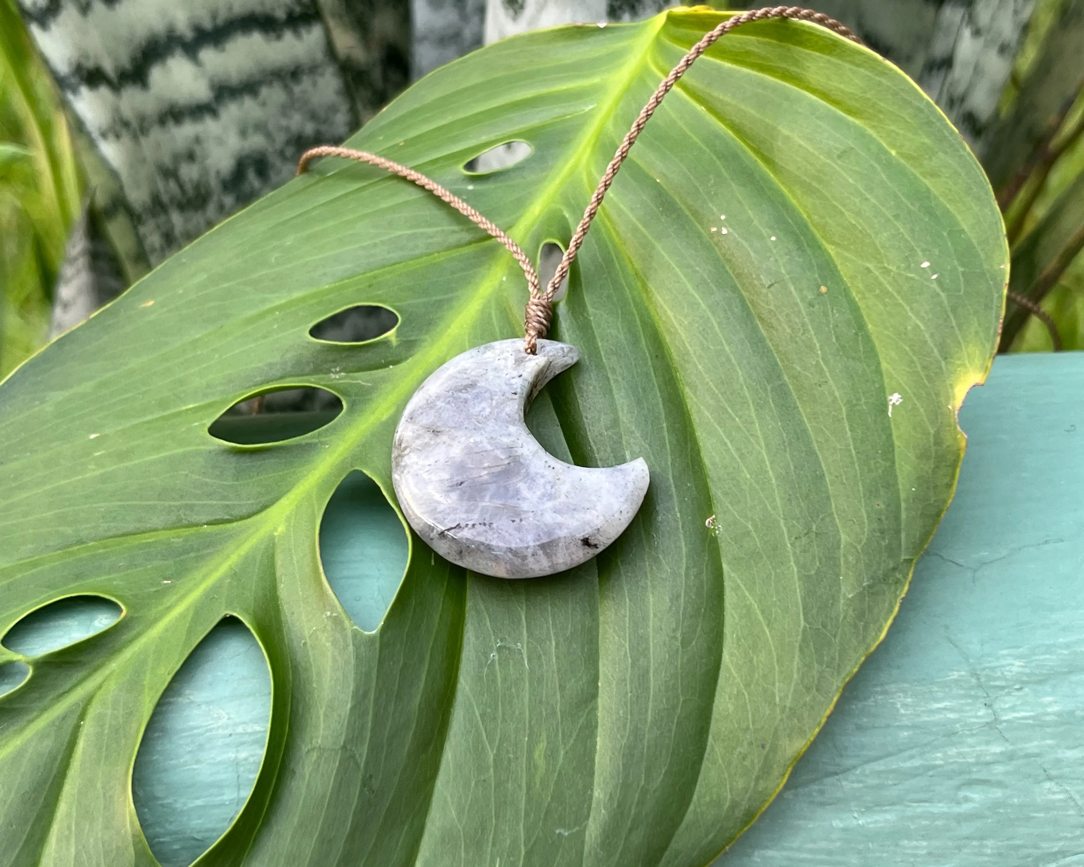 Lapis Lazuli - Stone Crescent Necklace