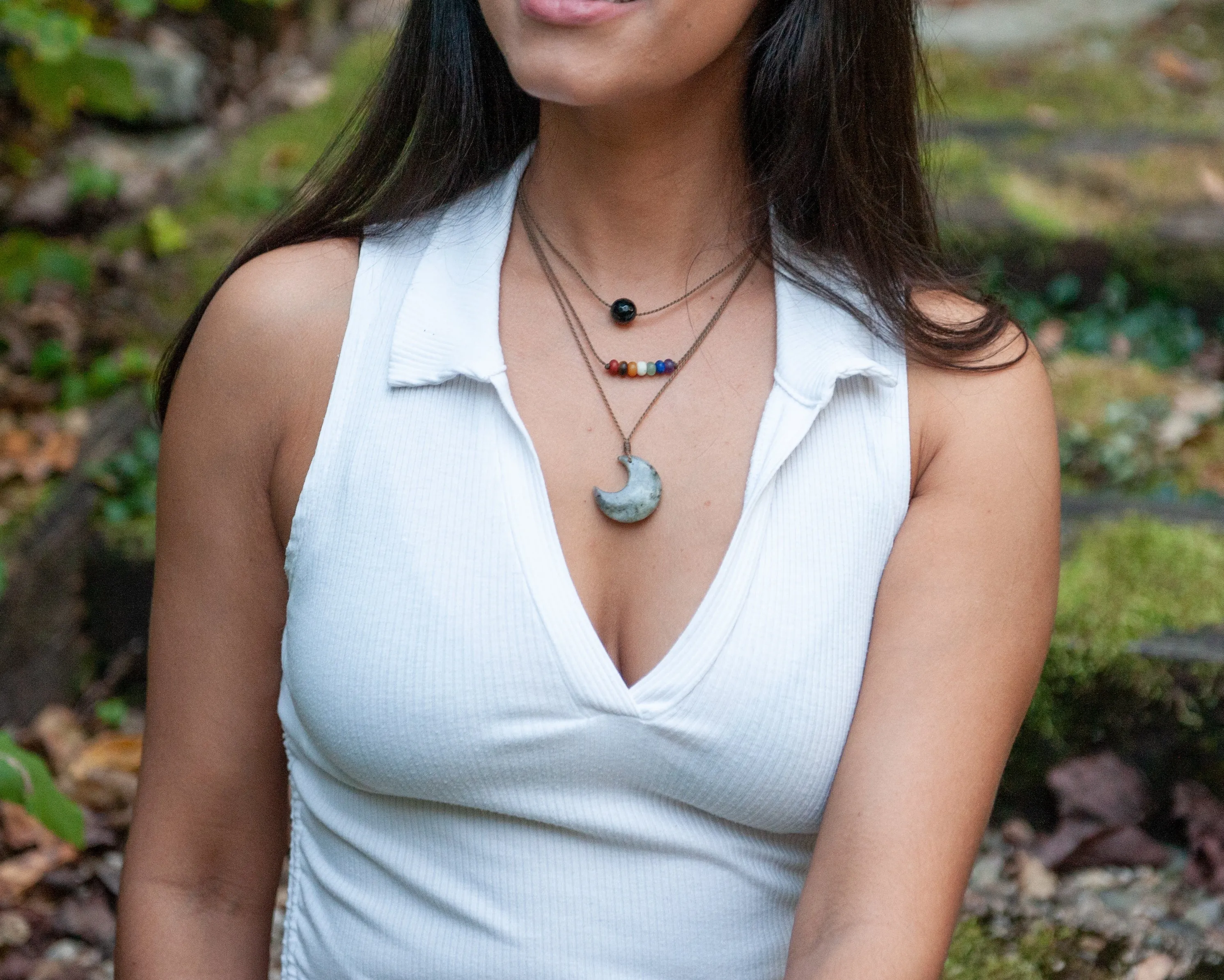 Lapis Lazuli - Stone Crescent Necklace