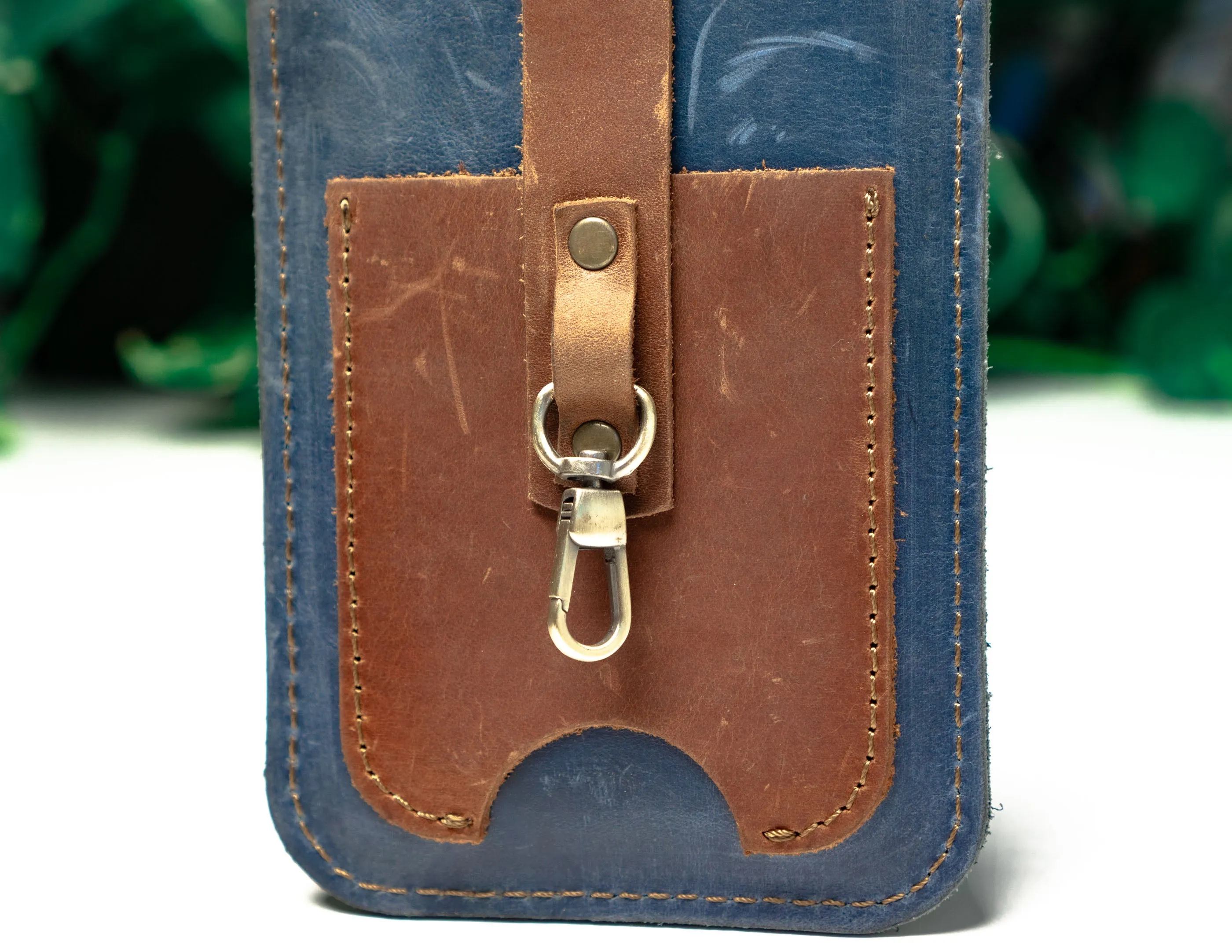 Leather Phone Bag Navy | Handcrafted | Designer Crossbody Small Bag