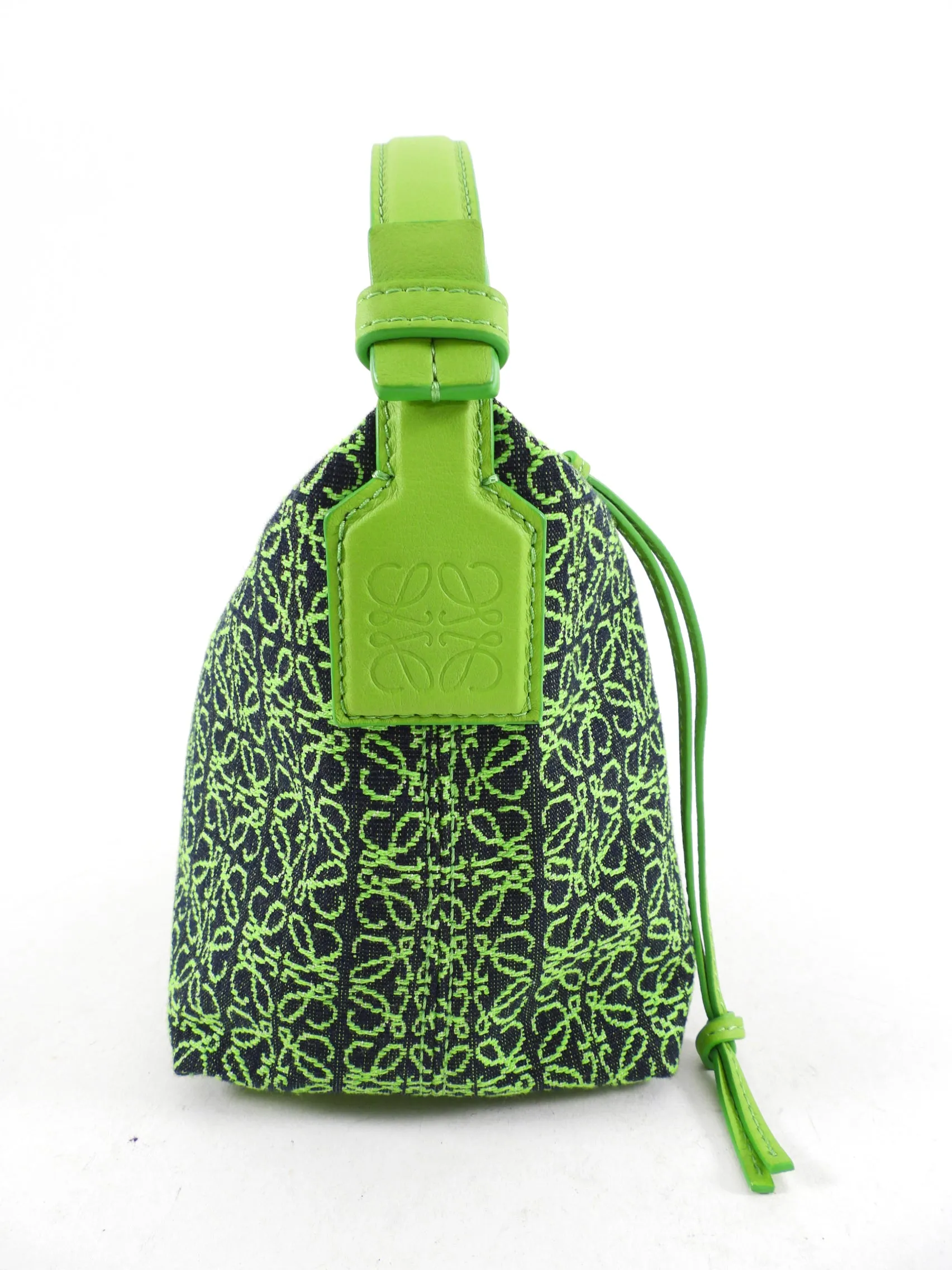 Loewe Small Lime Green Cubi Anagram Jacquard Bag