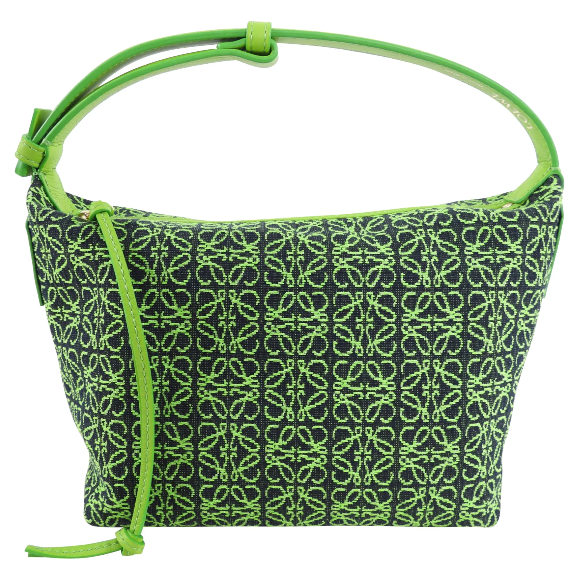 Loewe Small Lime Green Cubi Anagram Jacquard Bag