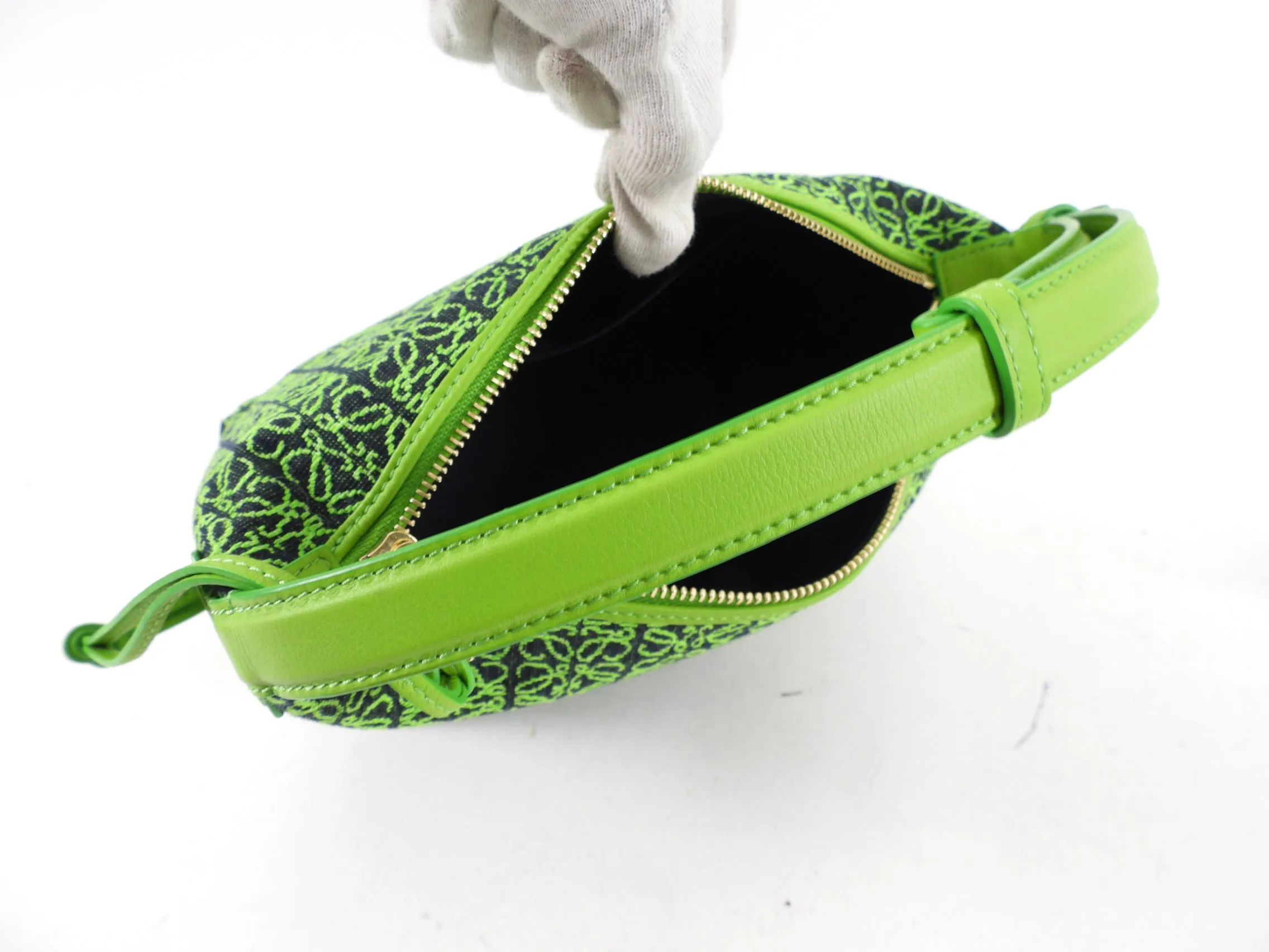 Loewe Small Lime Green Cubi Anagram Jacquard Bag