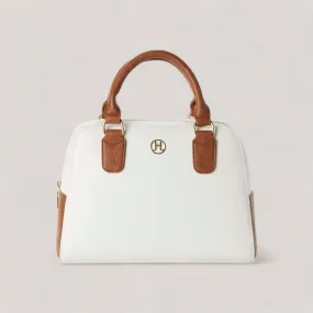 MADELYN | White-Camel Classic Satchel