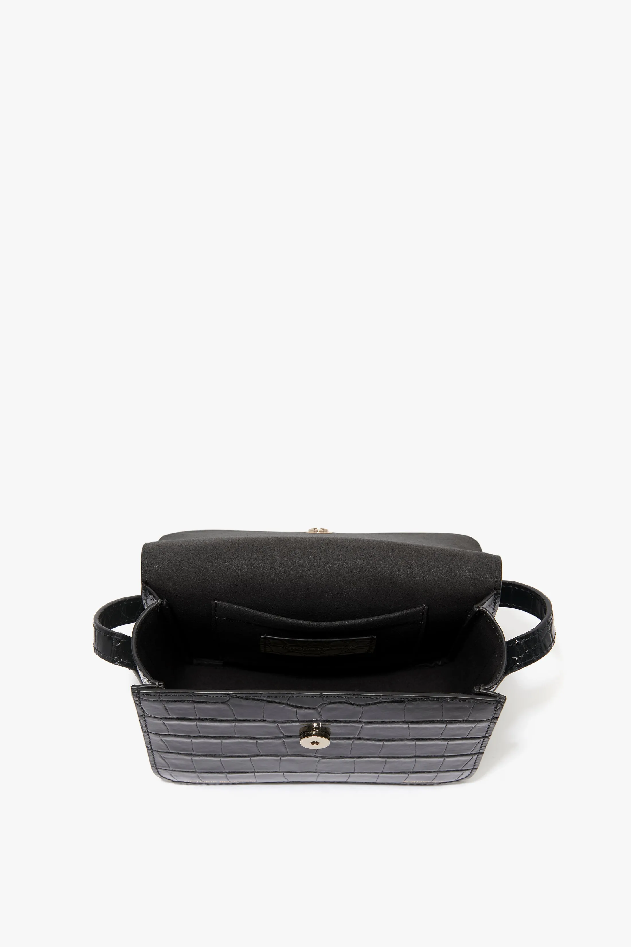 Mini Frame Shoulder Bag In Black Croc-Effect Leather