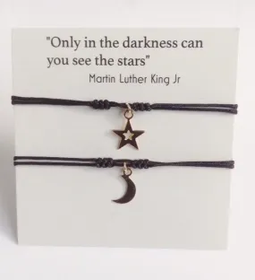 Moon and Star Jewelry Set of 2 Friendship Long Distance Gift Bracelets