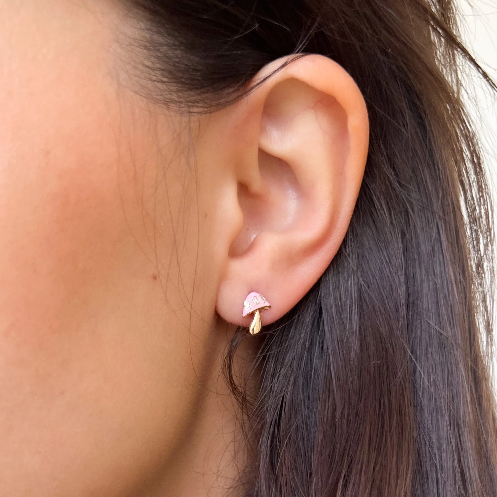 Mushroom Stud Earring - Pink