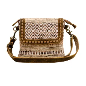 Myra Bag Panchang Canvas, Leather, and Rug Small Crossbody Bag - 10" x 8.5"