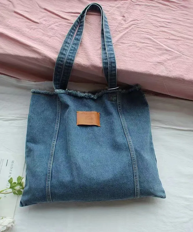 New High-Capacity Torn Edge Denim Shoulder Bag SX1018