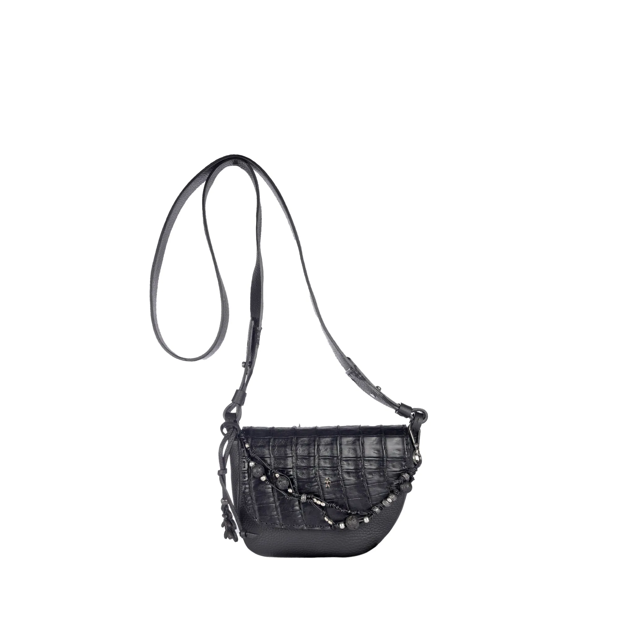 New Marinella S Jewel Crocodile Black