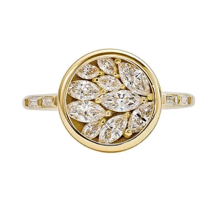 ORDER ONLY: Circular Cluster Marquise Diamond Petal Ring