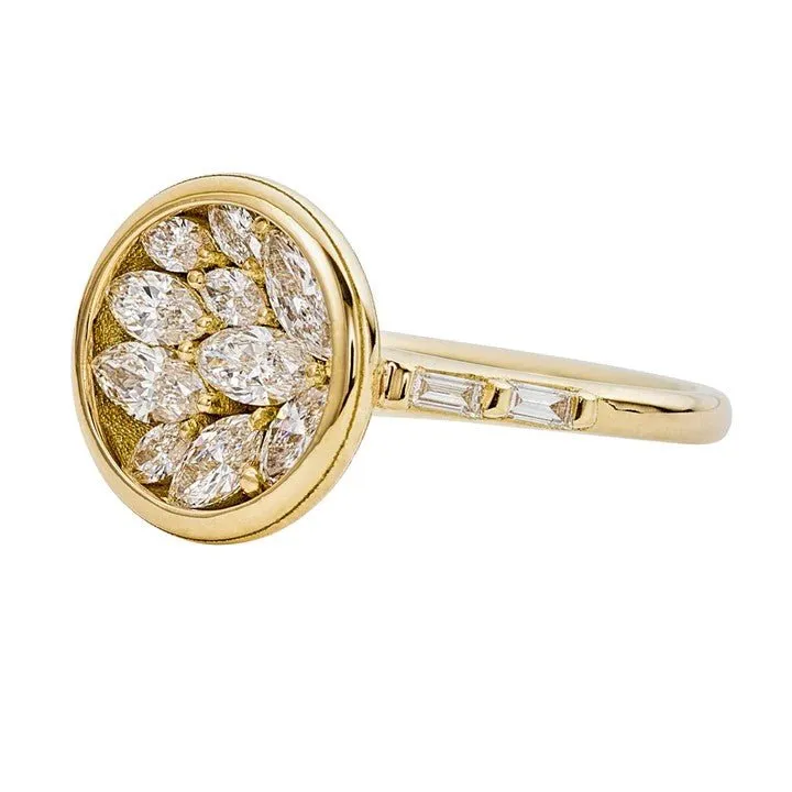 ORDER ONLY: Circular Cluster Marquise Diamond Petal Ring