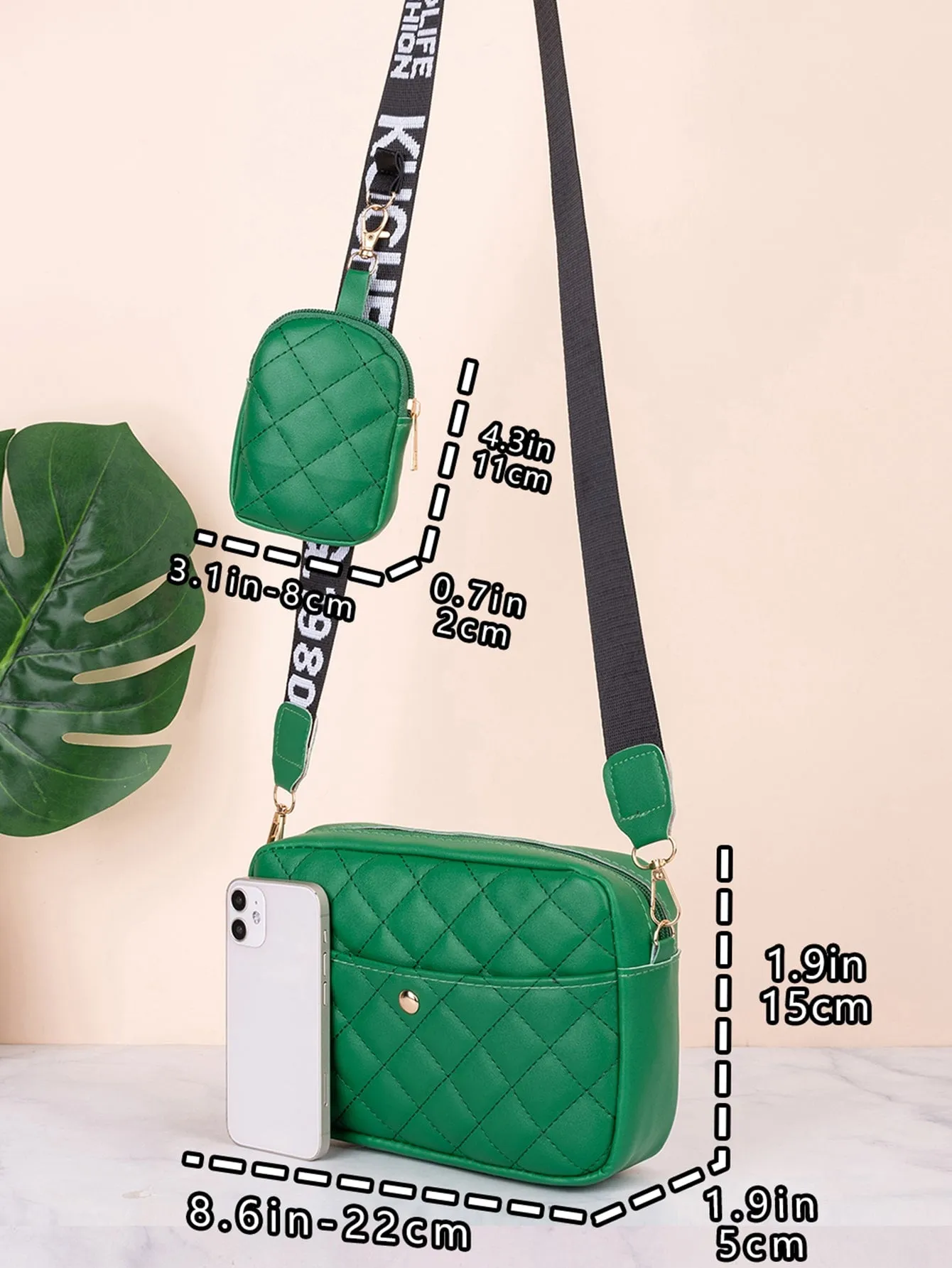 Quilted Square Bag With Attached Mini Bag