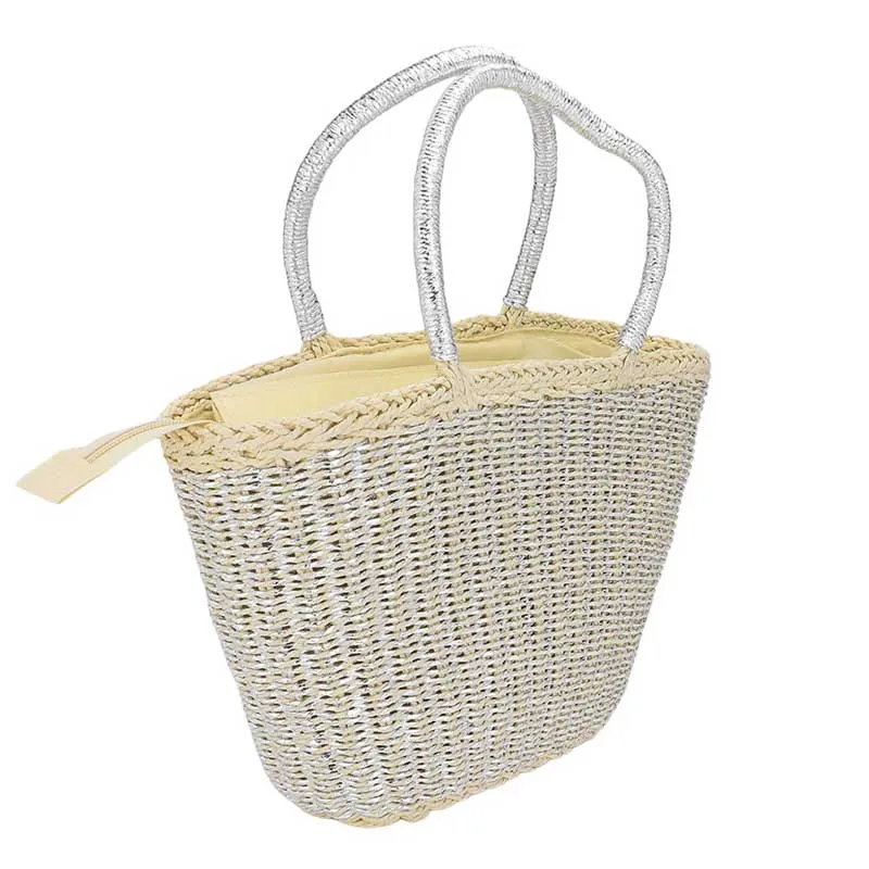 Raffia Metallic Woven Straw Tote Bag Shoulder Bag