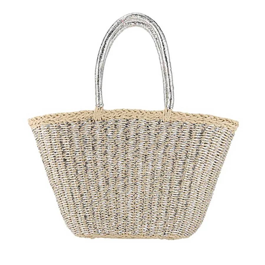 Raffia Metallic Woven Straw Tote Bag Shoulder Bag