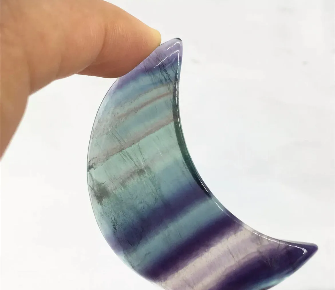 Rainbow Fluorite Crescent Moon