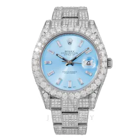 ROLEX DATEJUST 116200 36MM SKY BLUE BAGUETTE DIAMOND DIAL WITH STAINLESS STEEL OYSTER DIAMOND BRACELET