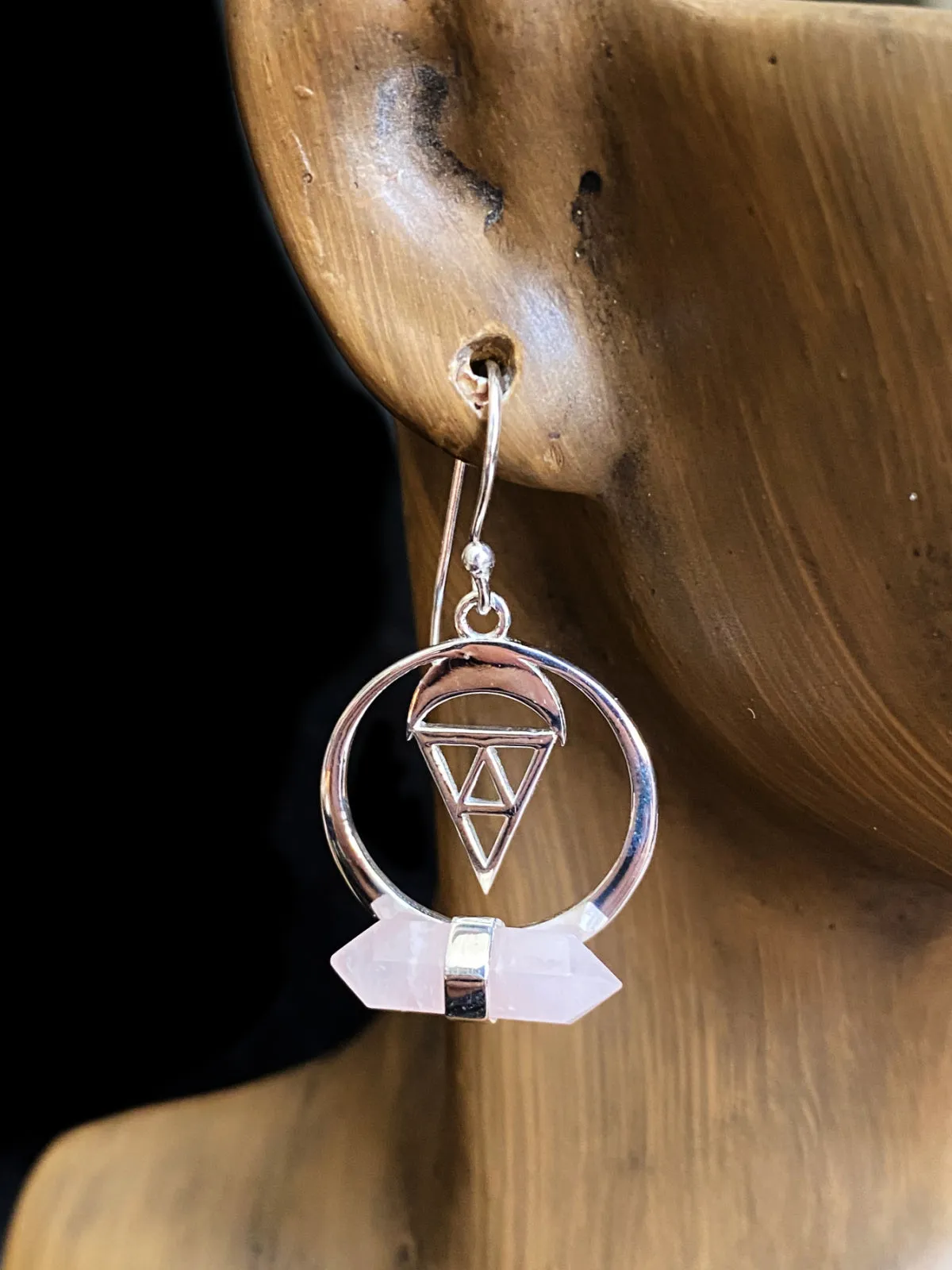 Rose Quartz Geometry Dangles