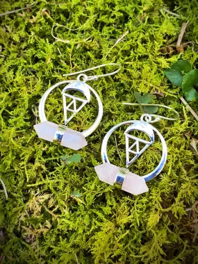 Rose Quartz Geometry Dangles