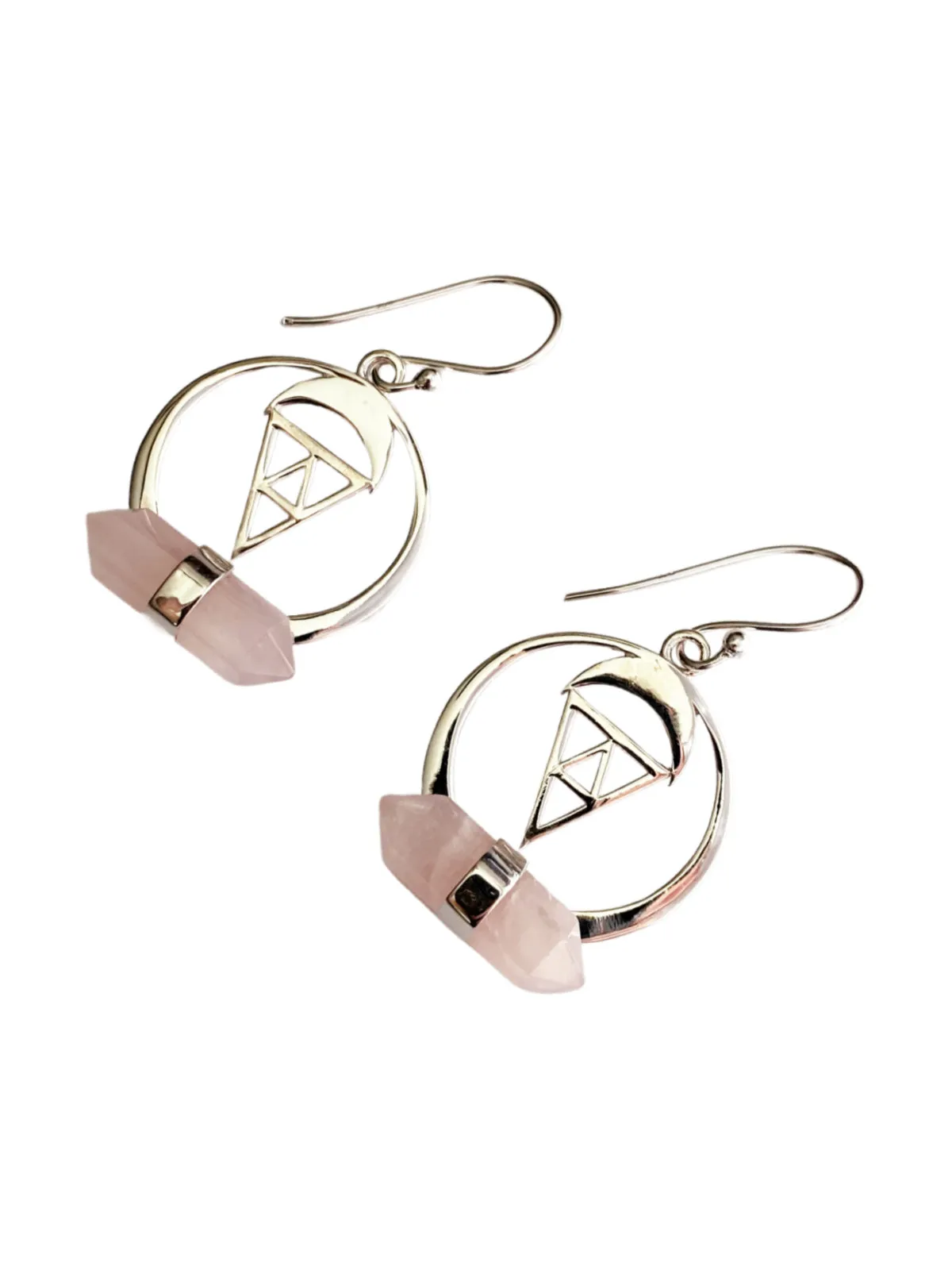 Rose Quartz Geometry Dangles