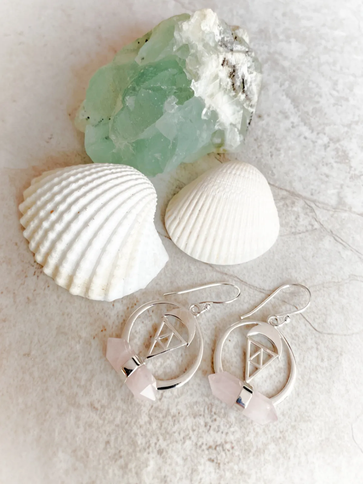 Rose Quartz Geometry Dangles