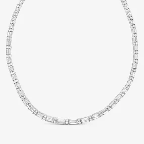 Round & Baguette Prong Set Diamond Necklace