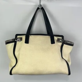 Salvatore Ferragamo Large Cream with Black Trim Verve Tote