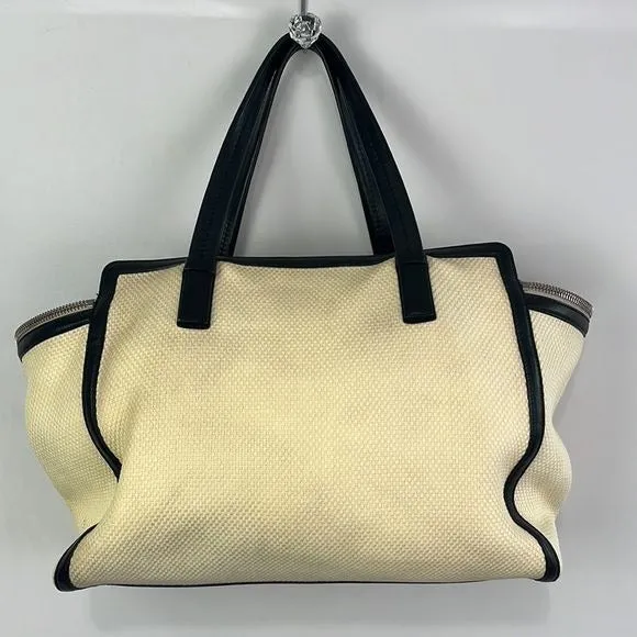 Salvatore Ferragamo Large Cream with Black Trim Verve Tote