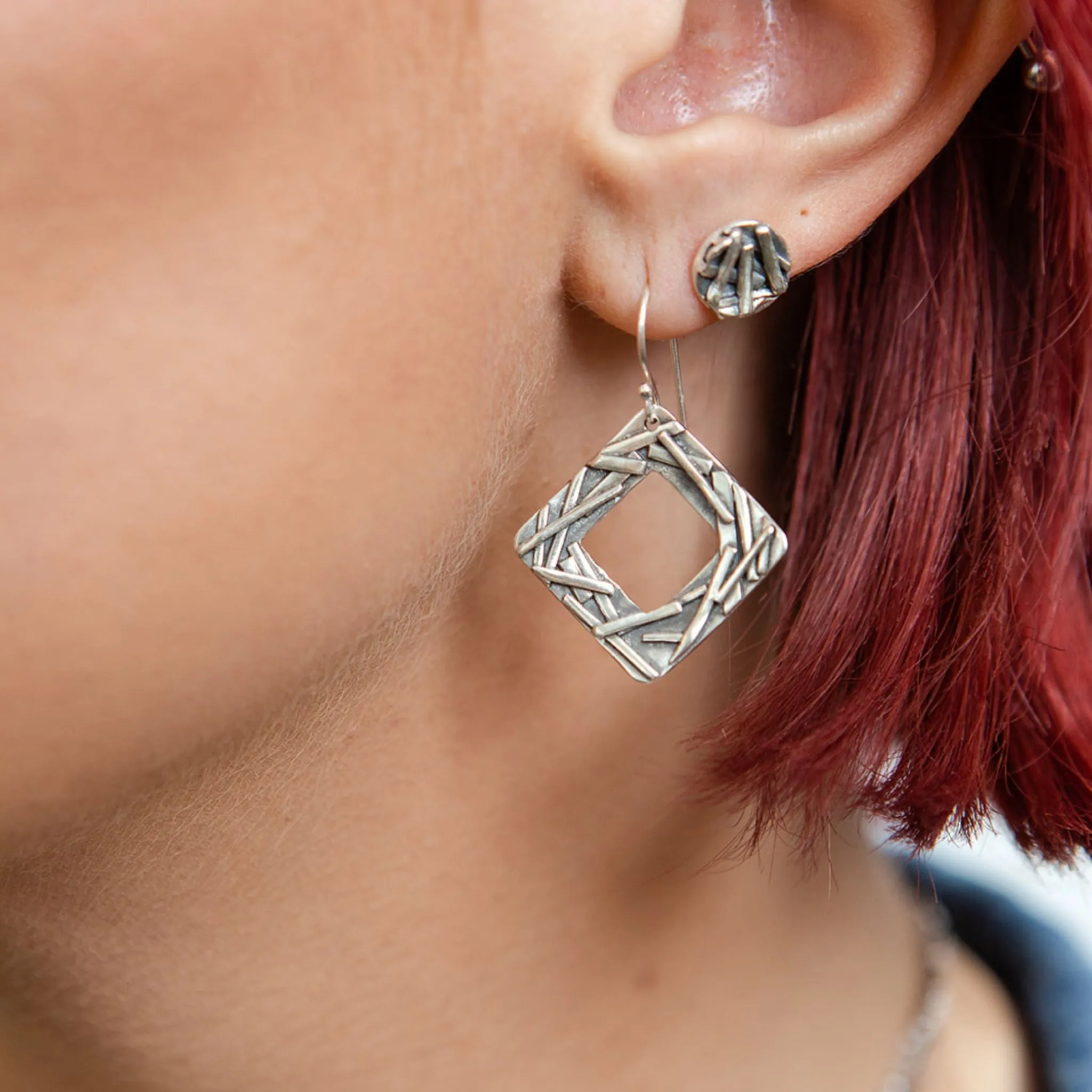 Shimmer Square Washer Earrings