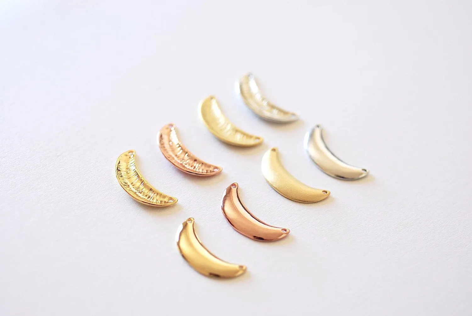 Shiny Gold Wholesale Crescent Moon Connector- Vermeil Gold 22k gold over 925 Sterling Silver Half Moon Charm, Moon Connector, Gold Moon Charm, 330