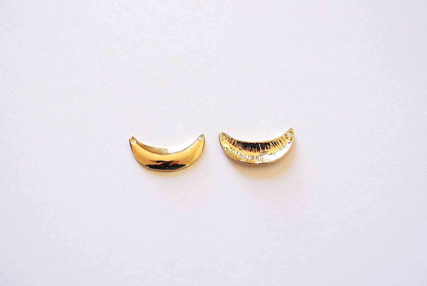 Shiny Gold Wholesale Crescent Moon Connector- Vermeil Gold 22k gold over 925 Sterling Silver Half Moon Charm, Moon Connector, Gold Moon Charm, 330