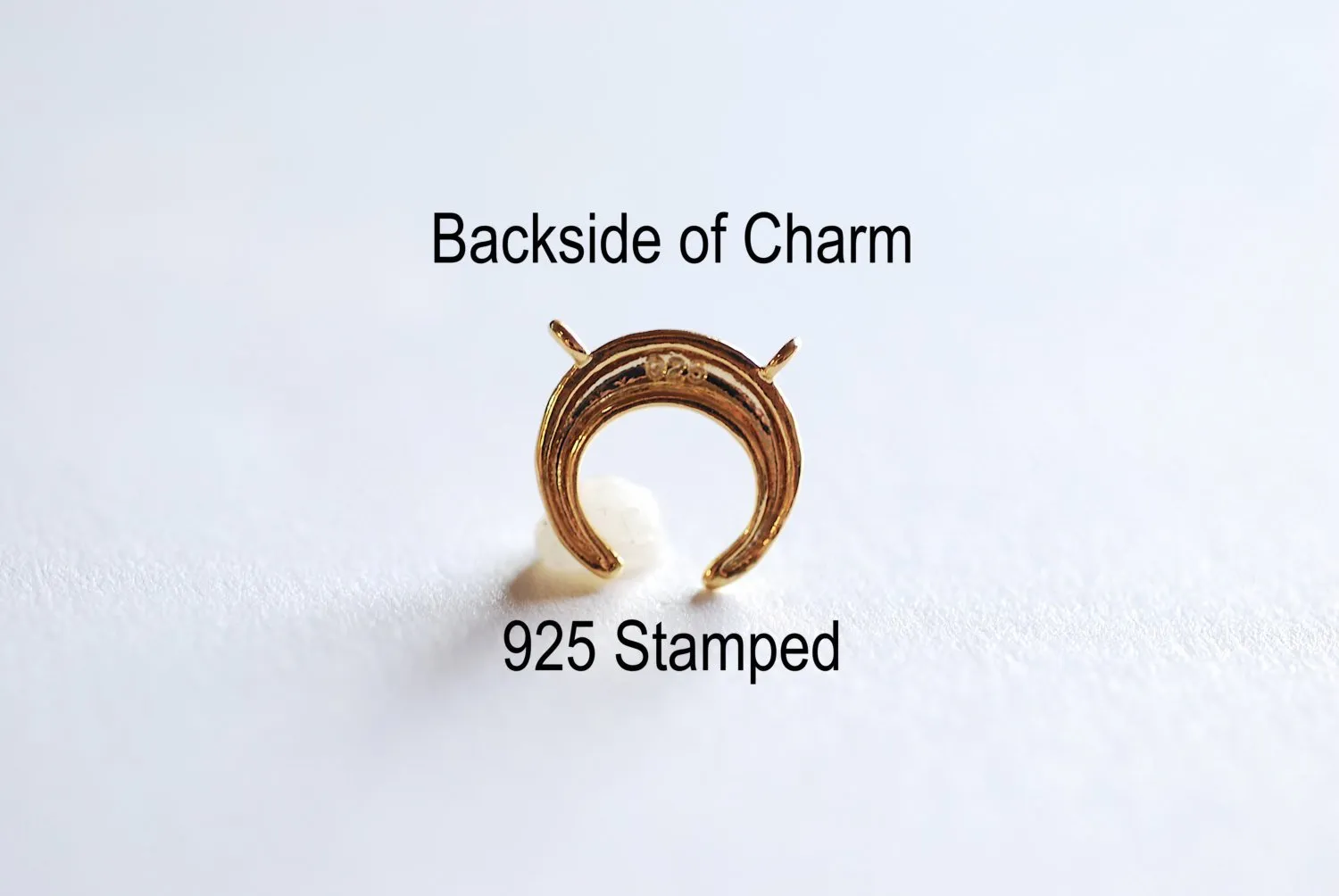 Small Matte Wholesale Vermeil Gold Crescent Moon Connector Charm- 22k gold plated Half Moon Charm, Double Bail Moon, Double Horn Charm, Pendant, 303