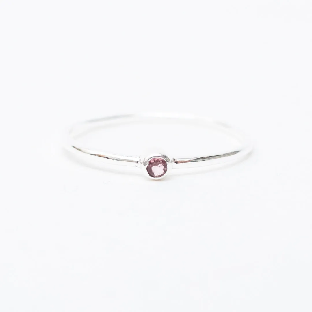 Small Round Silver Stone Ring