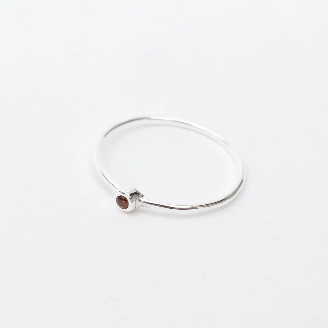 Small Round Silver Stone Ring