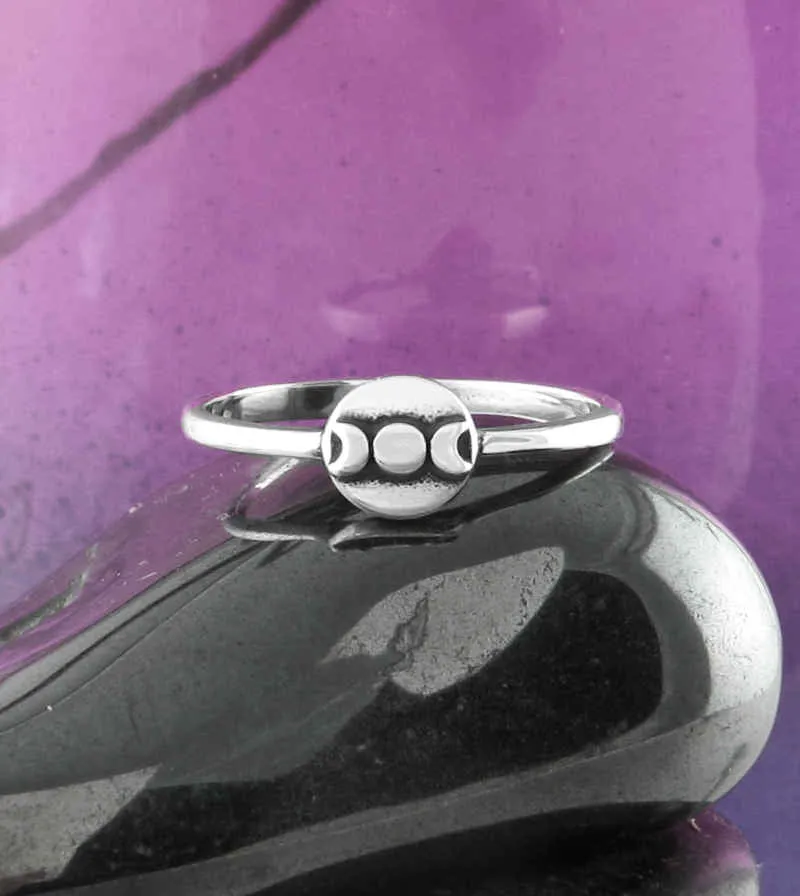 Small Round Triple Moon Symbol Ring