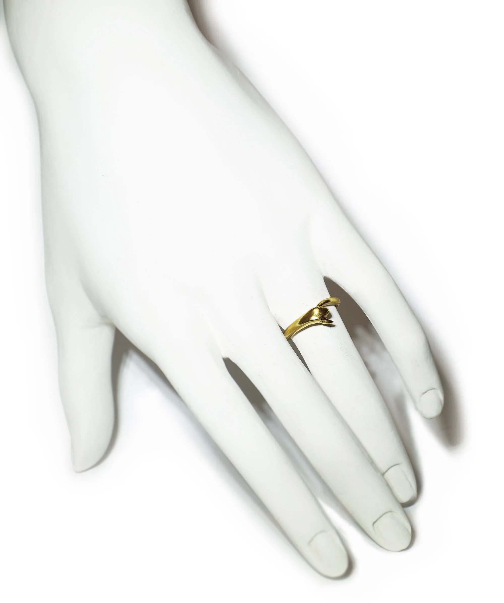 Snake Tail Ring in 18K Gold Plate with Red CZ