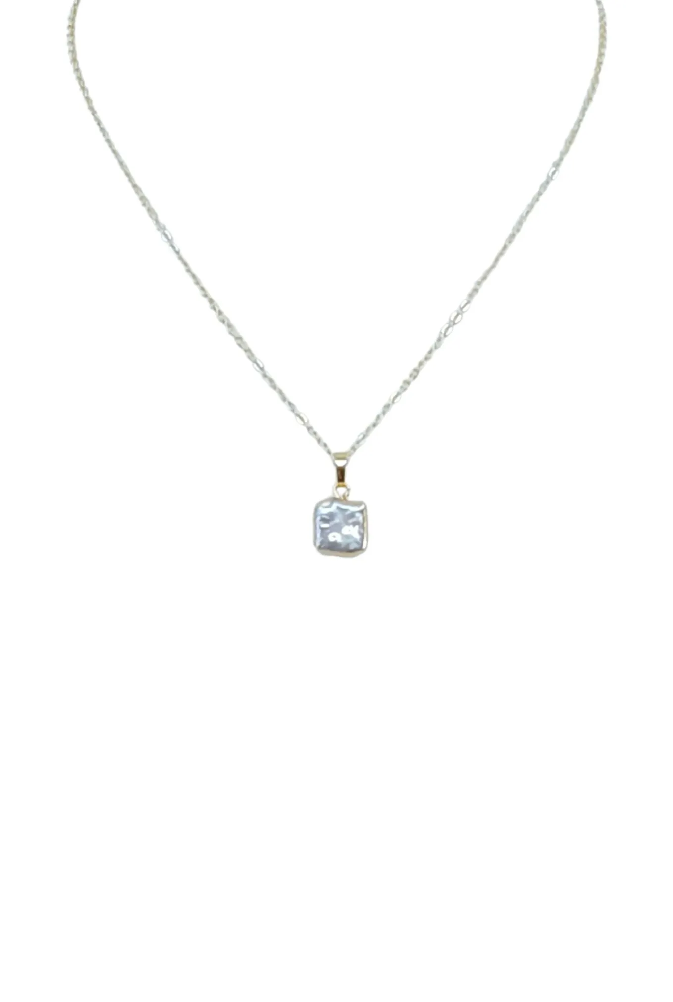 Square Freshwater Pearl Pendant Necklace