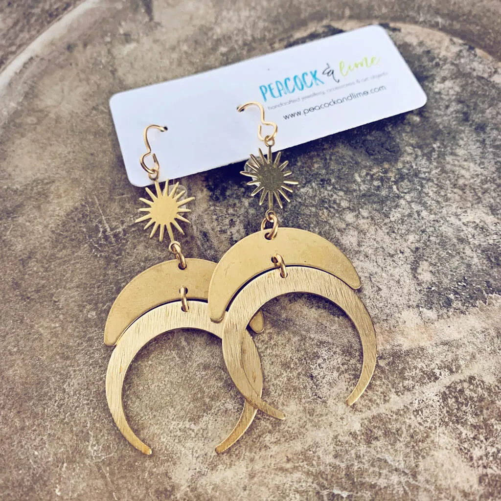 stardust & moondust // boho brass dangle earrings