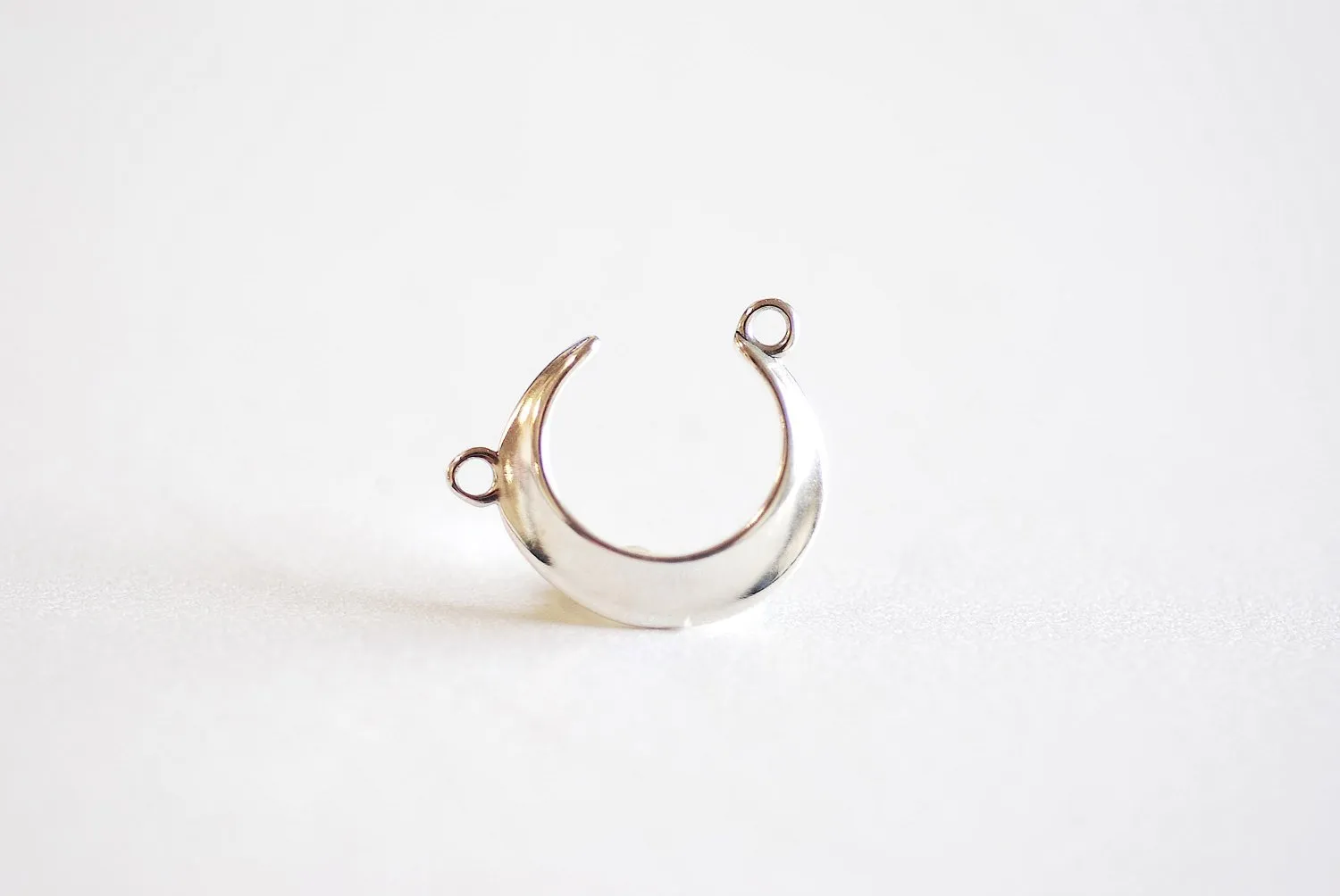 Sterling Silver Wholesale Crescent Moon Connector Charm- 925 Half Moon Charm, Silver Moon Charm Pendant,Moon Connector Link Spacer,323