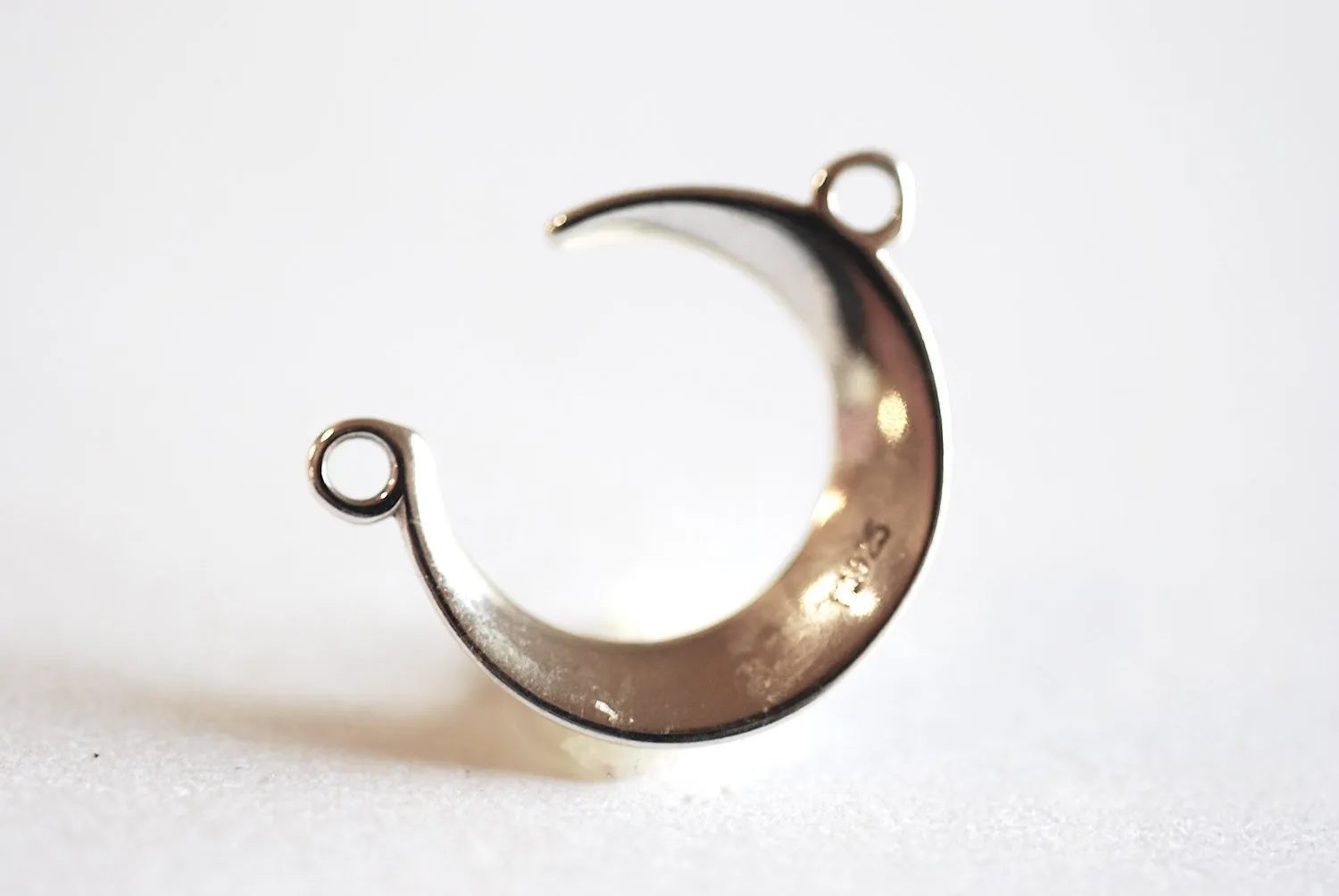 Sterling Silver Wholesale Crescent Moon Connector Charm- 925 Half Moon Charm, Silver Moon Charm Pendant,Moon Connector Link Spacer,323