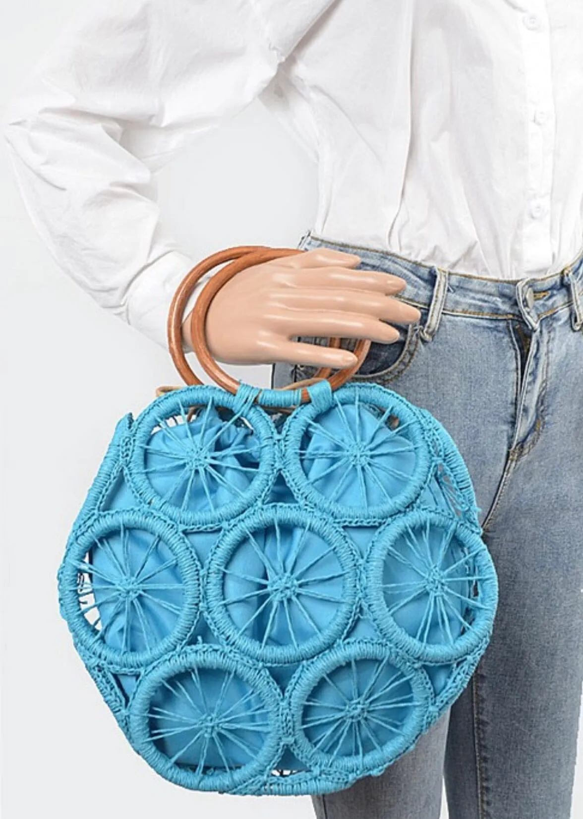 Straw Round Tote Bag