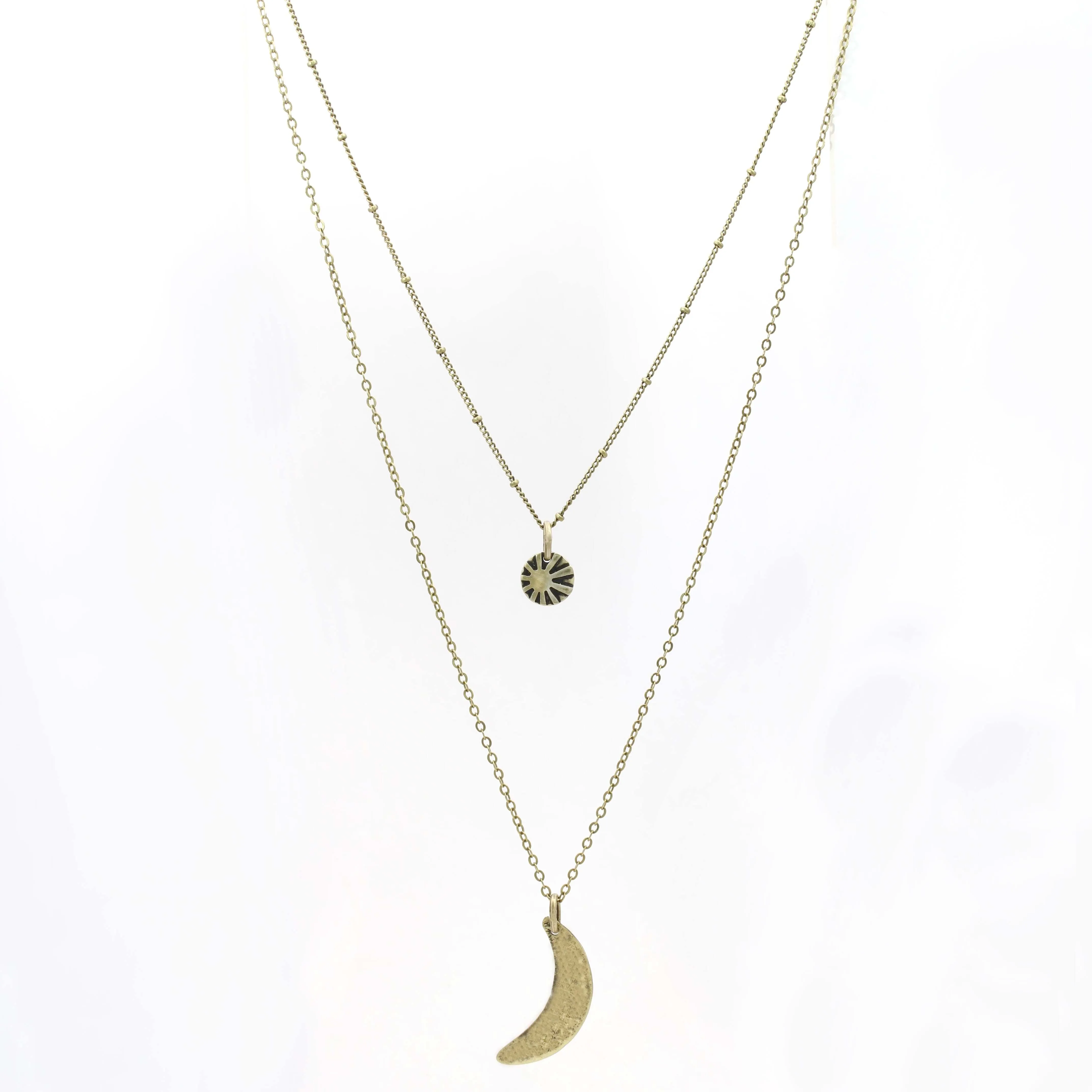 Sun and Moon Long Layered Necklace