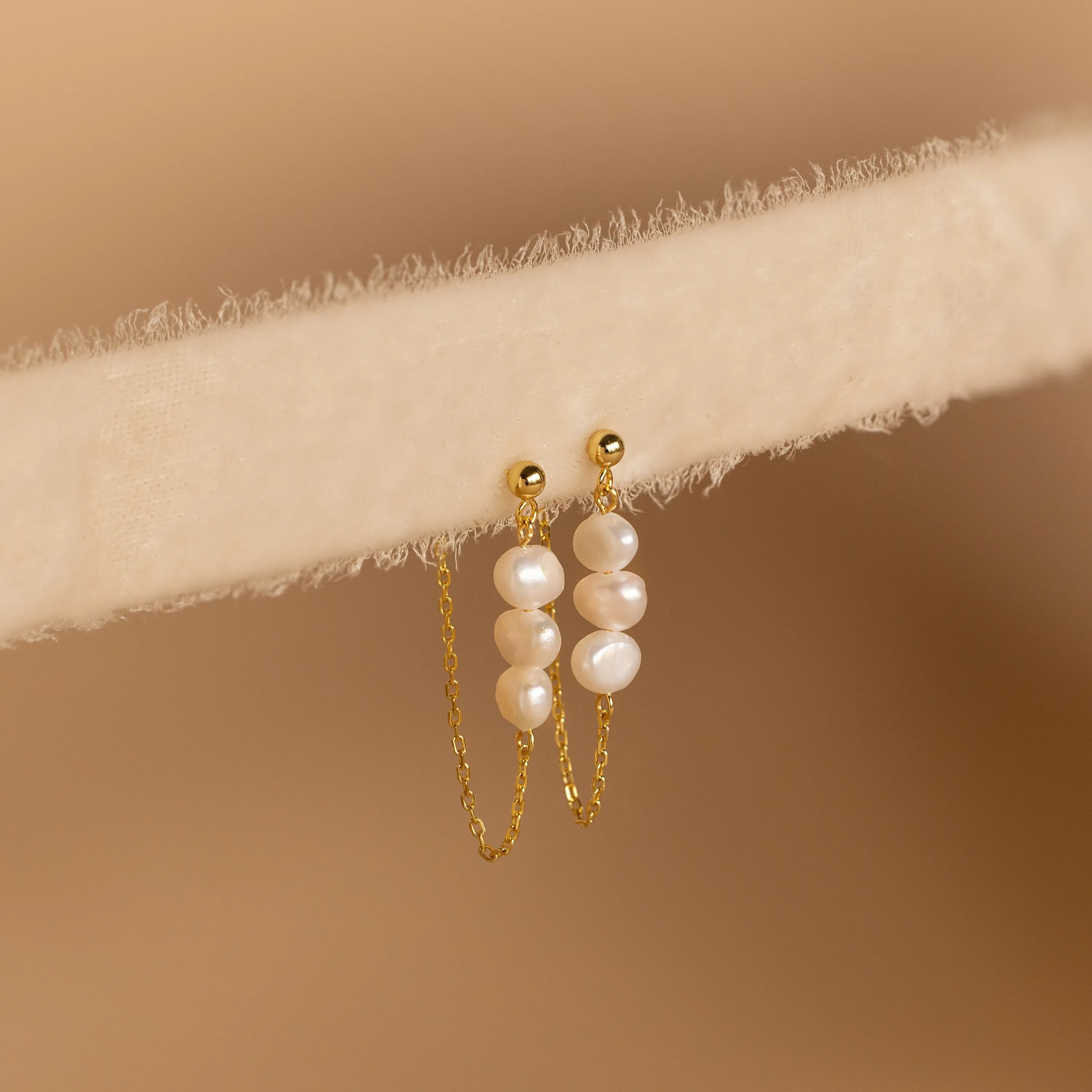 Triple Pearl Drop Earrings