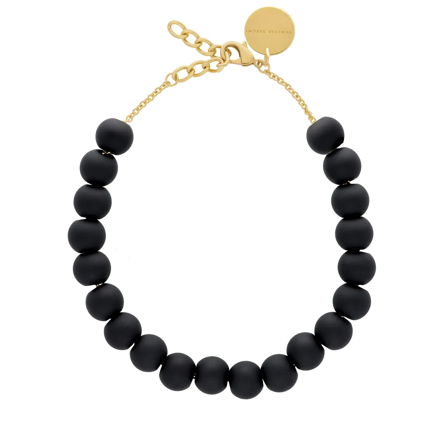 Vanessa Baroni Matt Black Bead Small Necklace