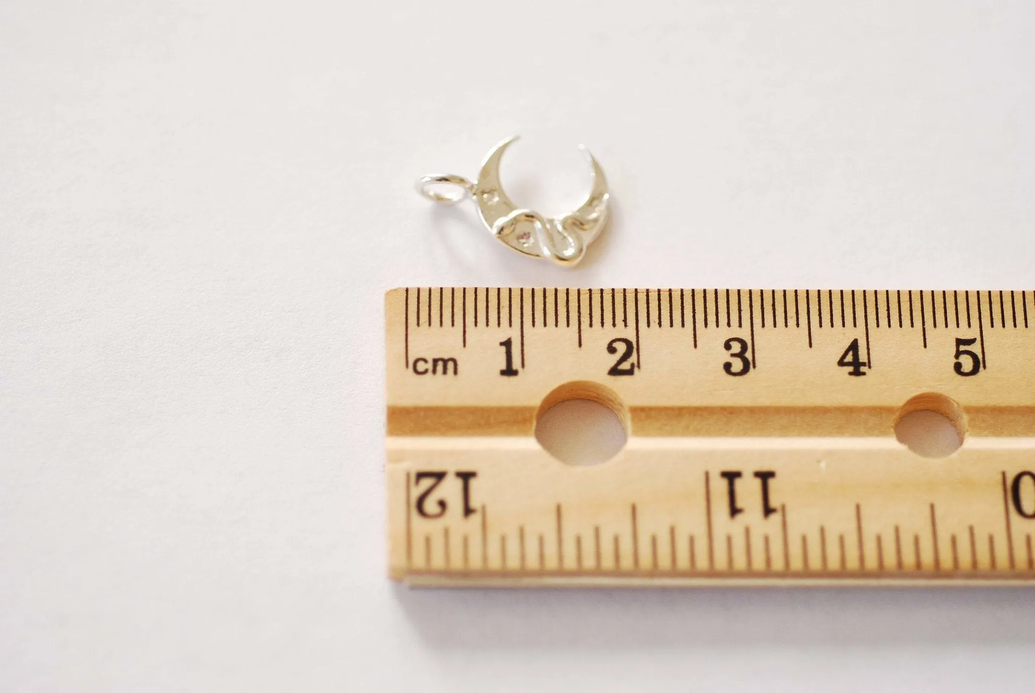 Vermeil Gold or Sterling Silver Crescent Moon Snake Charm - 18k gold plated Crescent Moon Star Snake Celestial Astrology Charm, 544