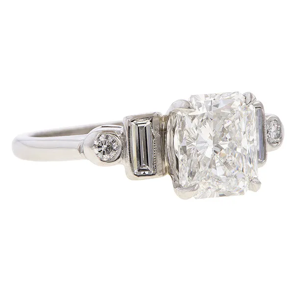 Vintage Rectangular Brilliant Engagement Ring, 2.16ct.